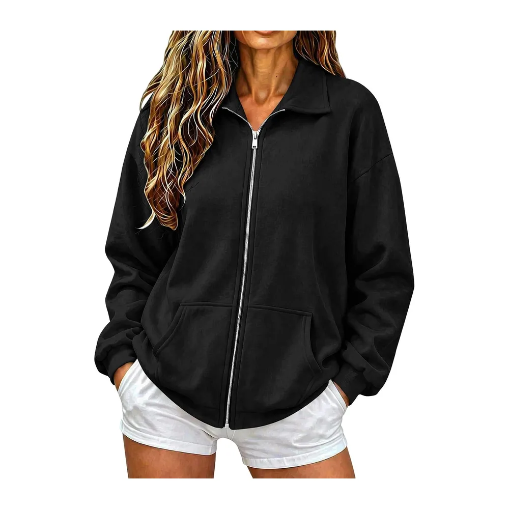 Hoodie Short Zip — Noir