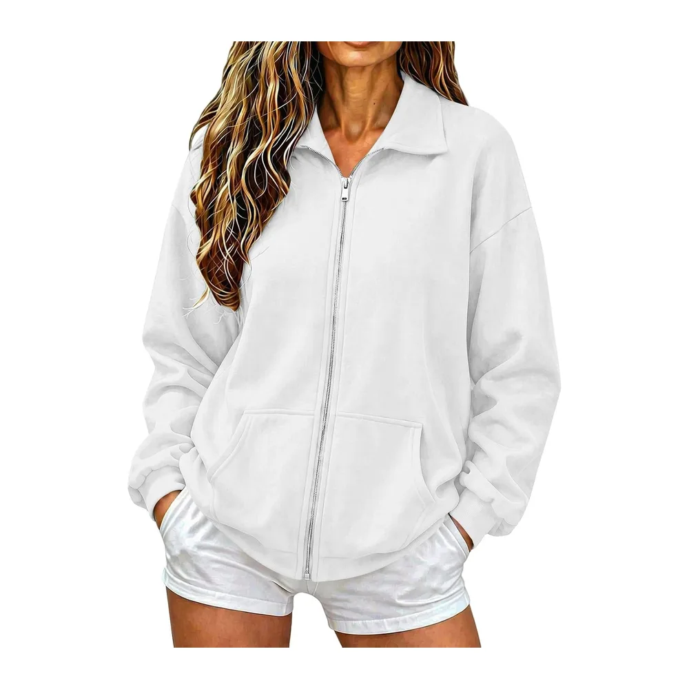 Hoodie Short Zip — Blanc