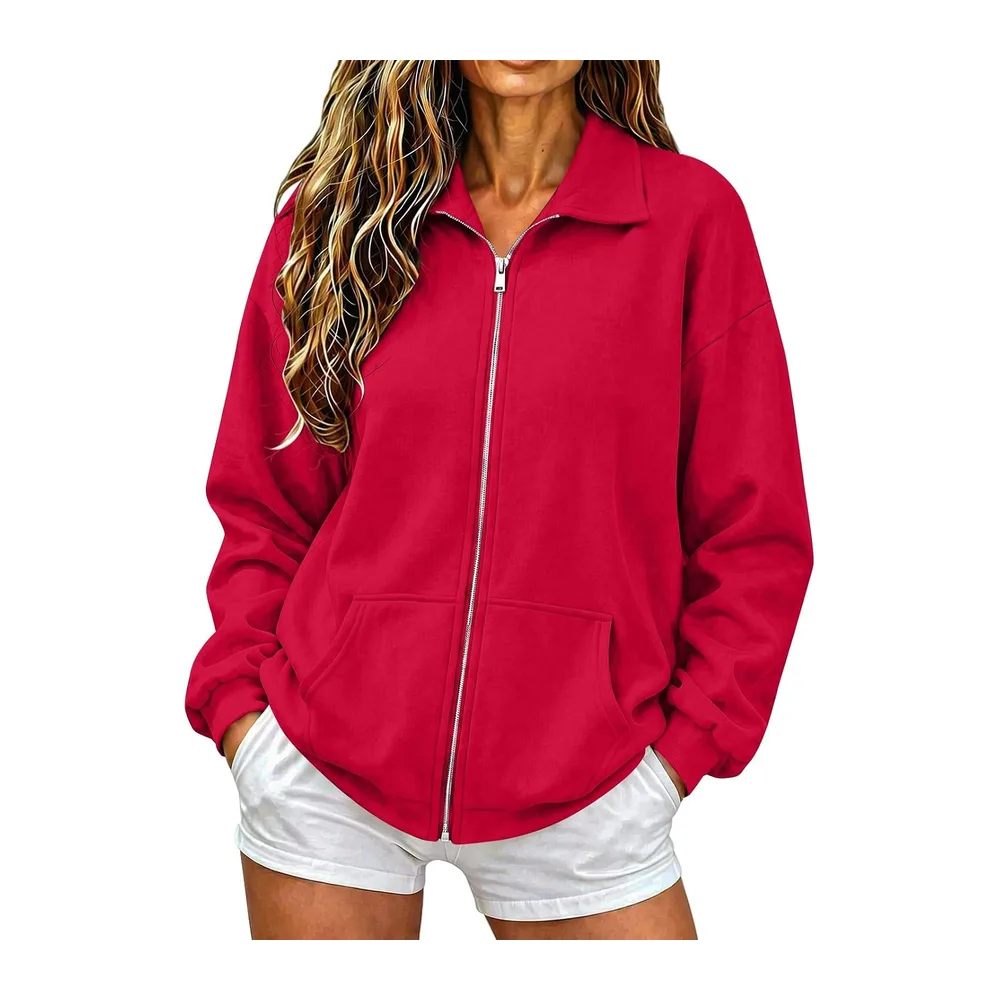 Hoodie Short Zip — Rouge