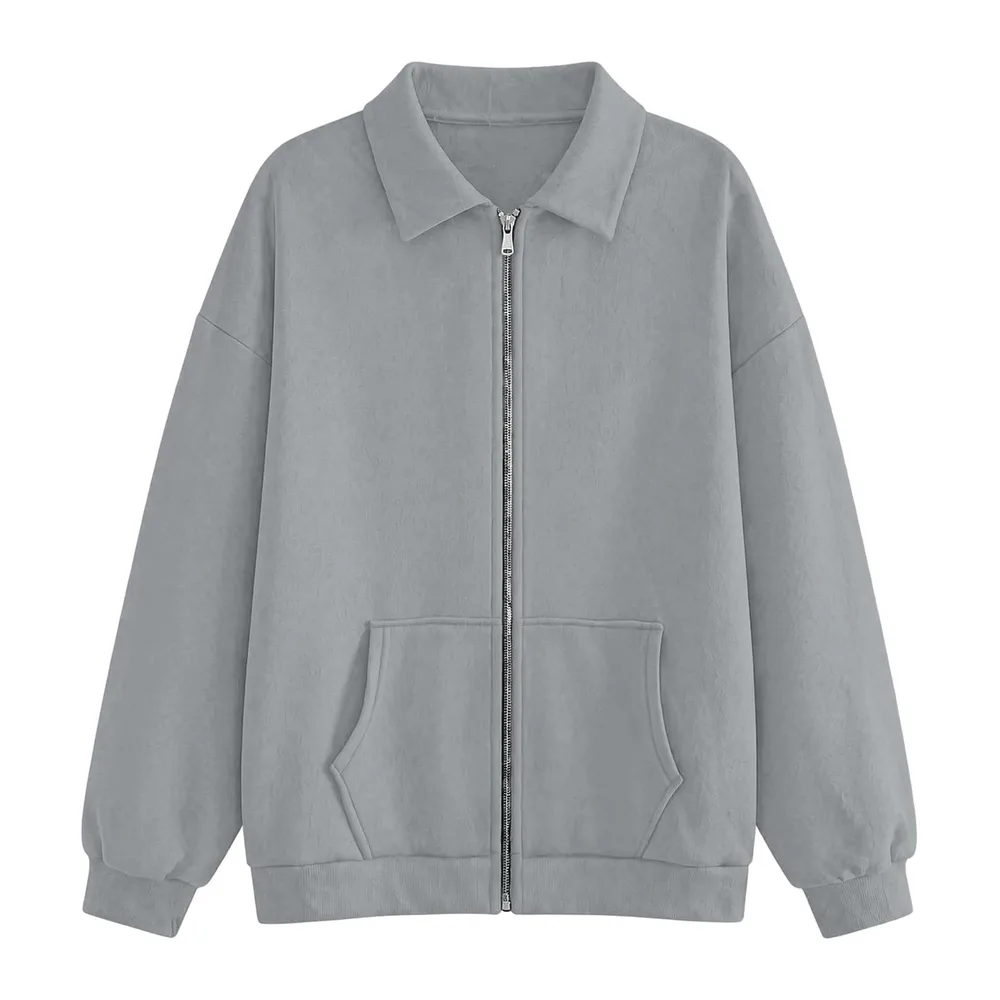 Hoodie Short Zip — Gris