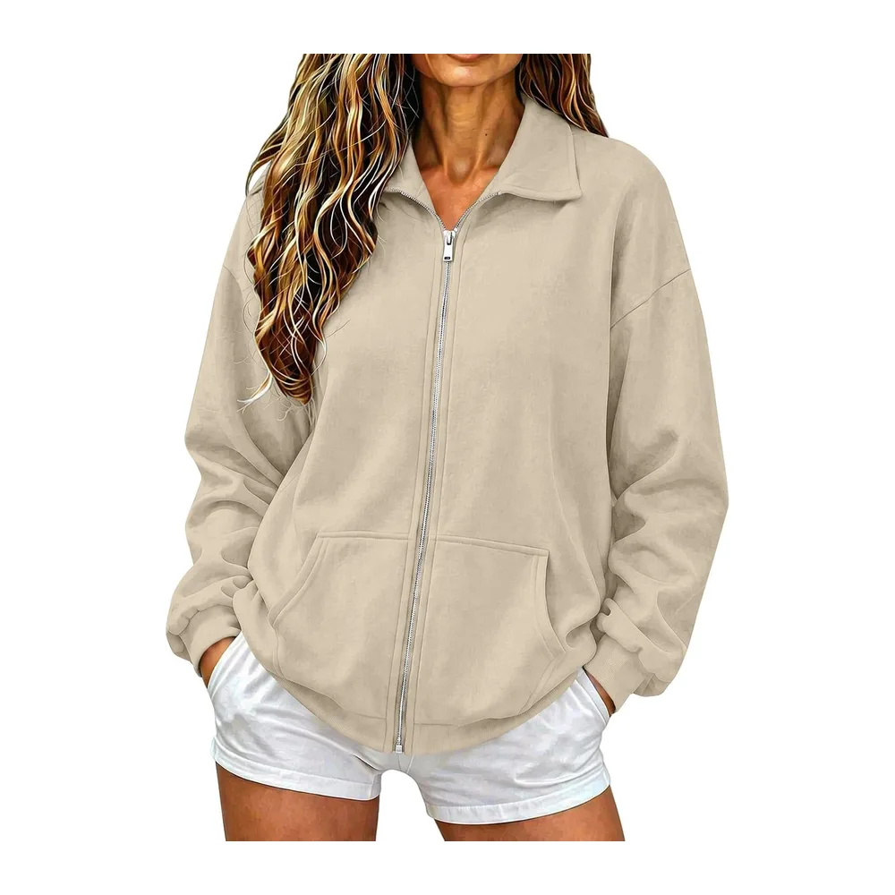 Hoodie Short Zip — Kaki