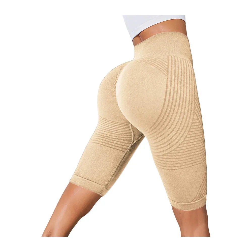 Cycling Shorts Leggings 3D Anti Cellulite Shorts, Sculpting Short Leggings — B-beige