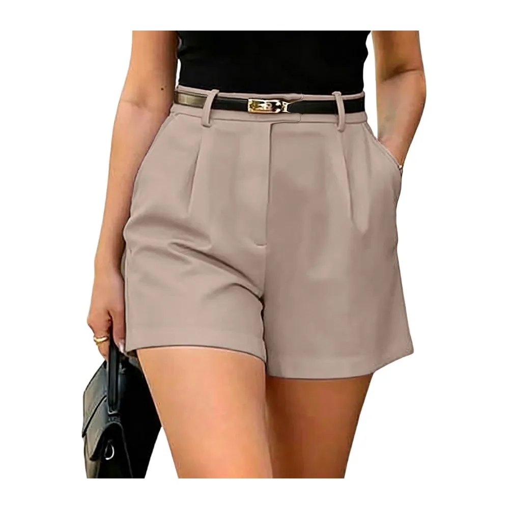 Short plissé Taille Haute Ceinture décontracté Bureau été