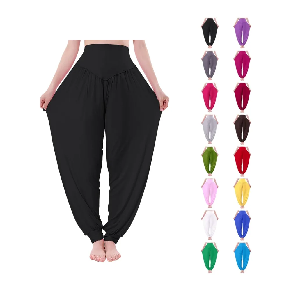 Pantalon Yoga Sarouel été Décontracté Taille Haute Pantalons — Le Noir