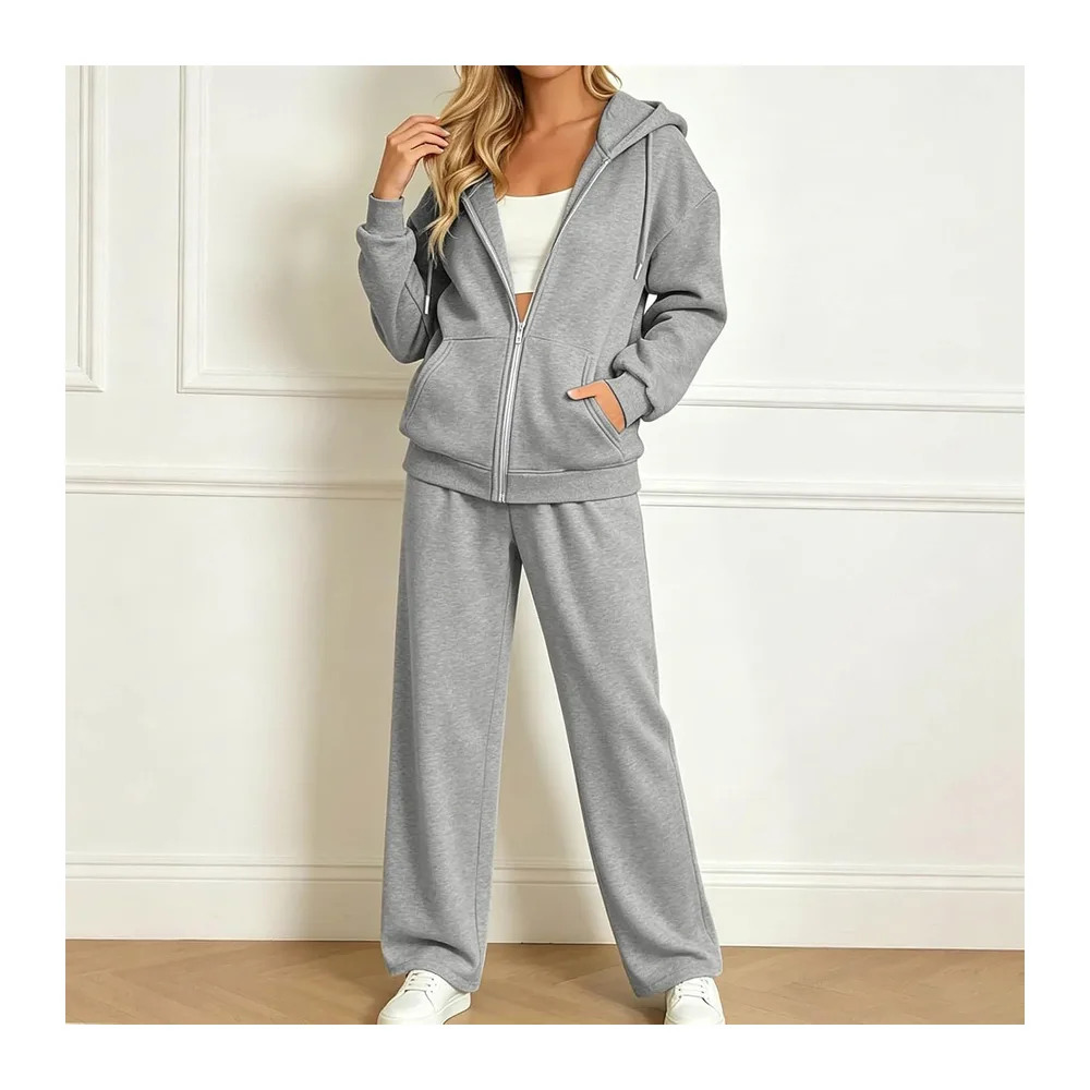 Survetement Ensemble Jogging Ensemble Sport Sweat à Capuche Polaire et — 01 Gris Clair