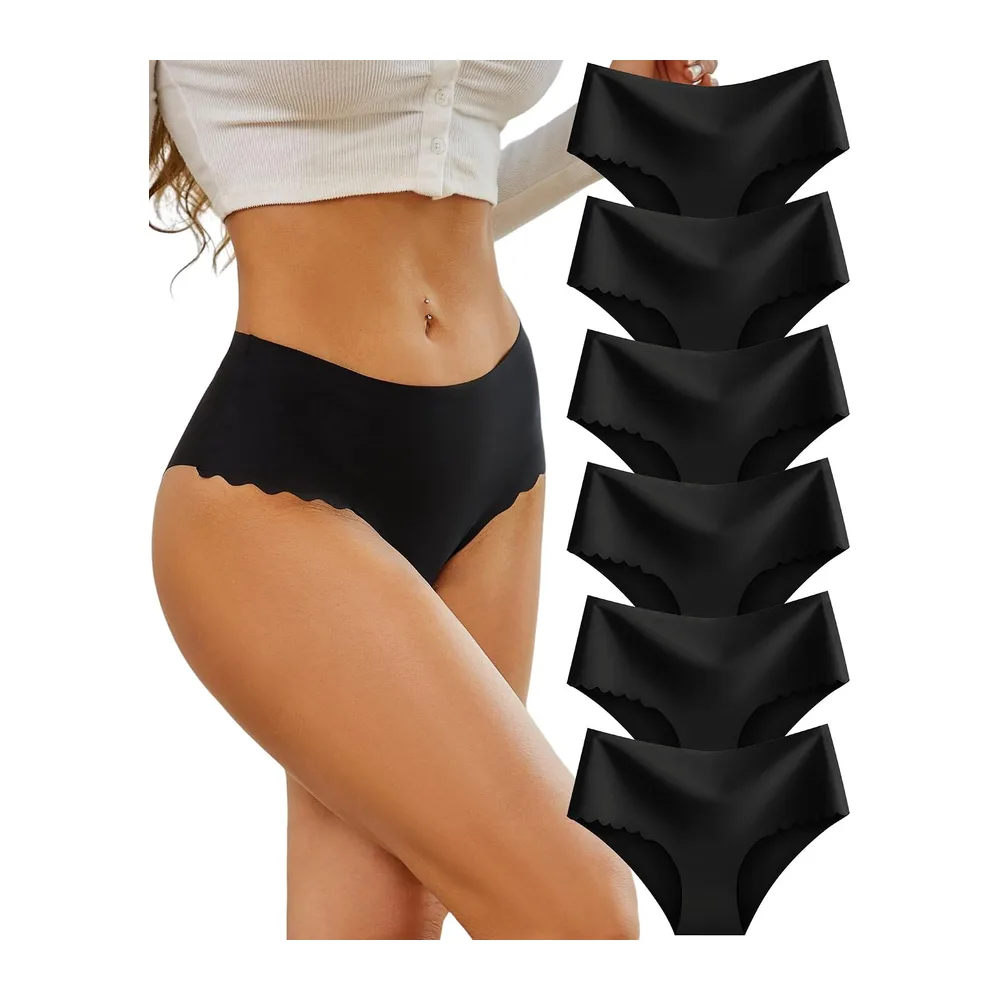 Culotte sans Couture Invisible Taille Haute Slip sous Vetements Feminins — (Noir6)