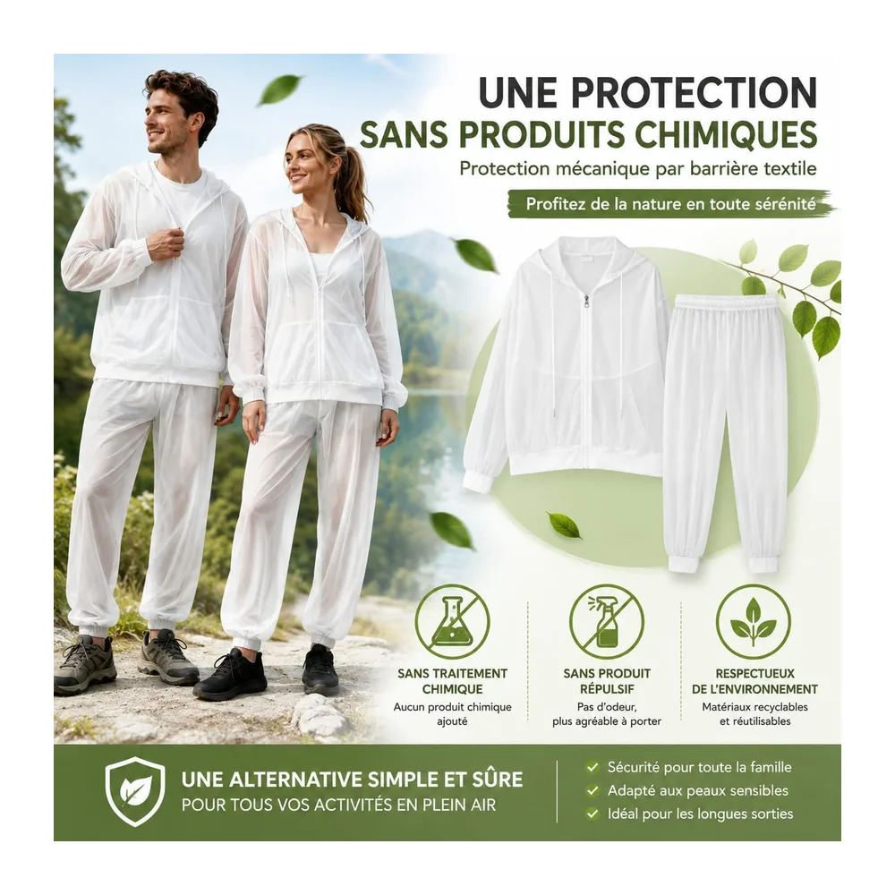 Ensemble Anti-Moustiques avec Fermeture Éclair — 01 Blanc
