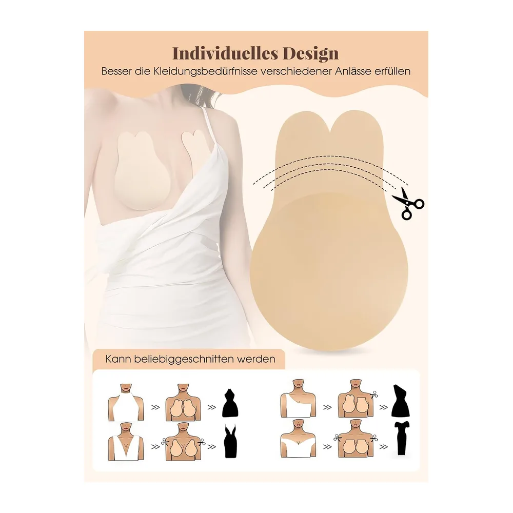 Soutien-gorge adhésif push-up sans bretelles dos nu pour petits et grands seins — Beige