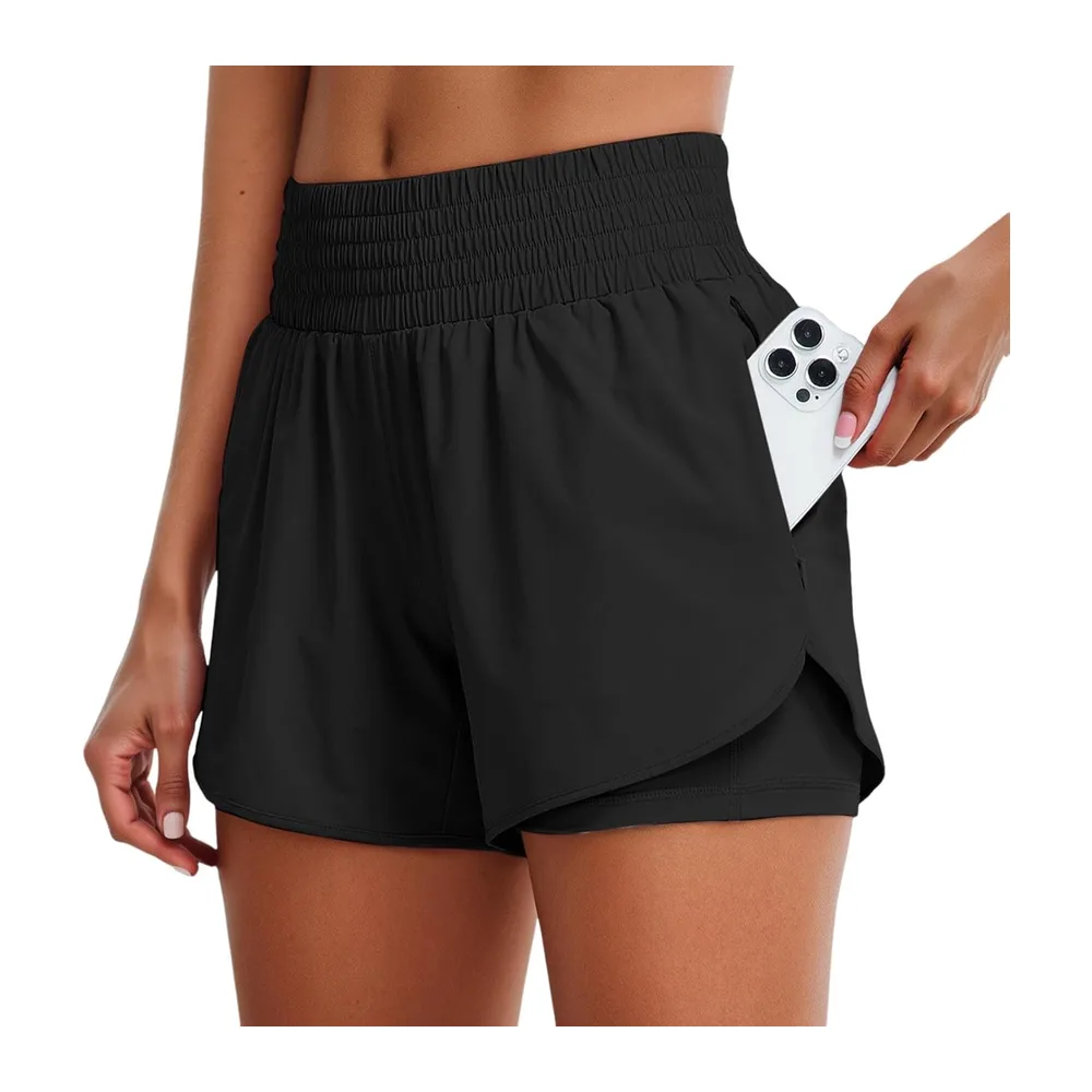 Jupe Short Sport Jupes Tennis Running 2 en 1 Taille Haute Chic Et Elegant — Noir