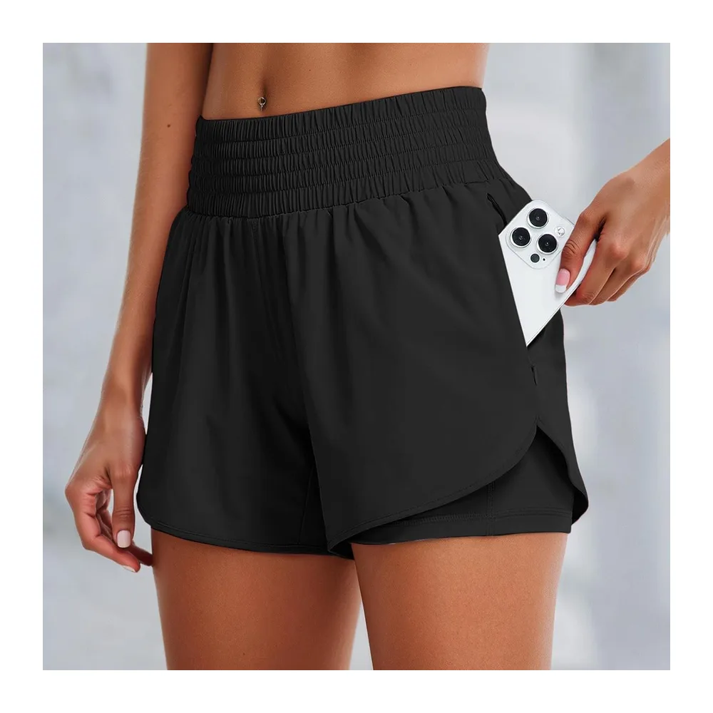 Jupe Short Sport Jupes Tennis Running 2 en 1 Taille Haute Chic Et Elegant — Noir