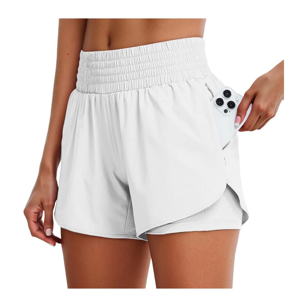 Jupe Short Sport Jupes Tennis Running 2 en 1 Taille Haute Chic Et Elegant — Blanc