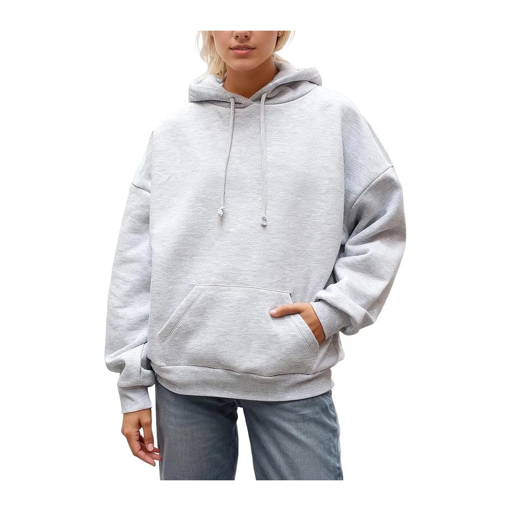 Pull Ange Sweat a Capuche avec Ailes d'ange en Strass et Poches Décontracté — F001 Gris