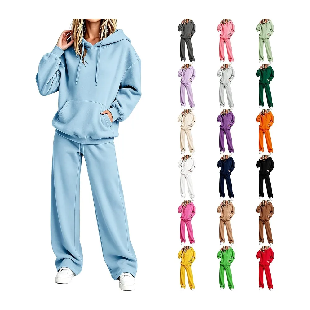 Survetement Ensemble Jogging Sweat Tenues avec Poches — Bleu Clair