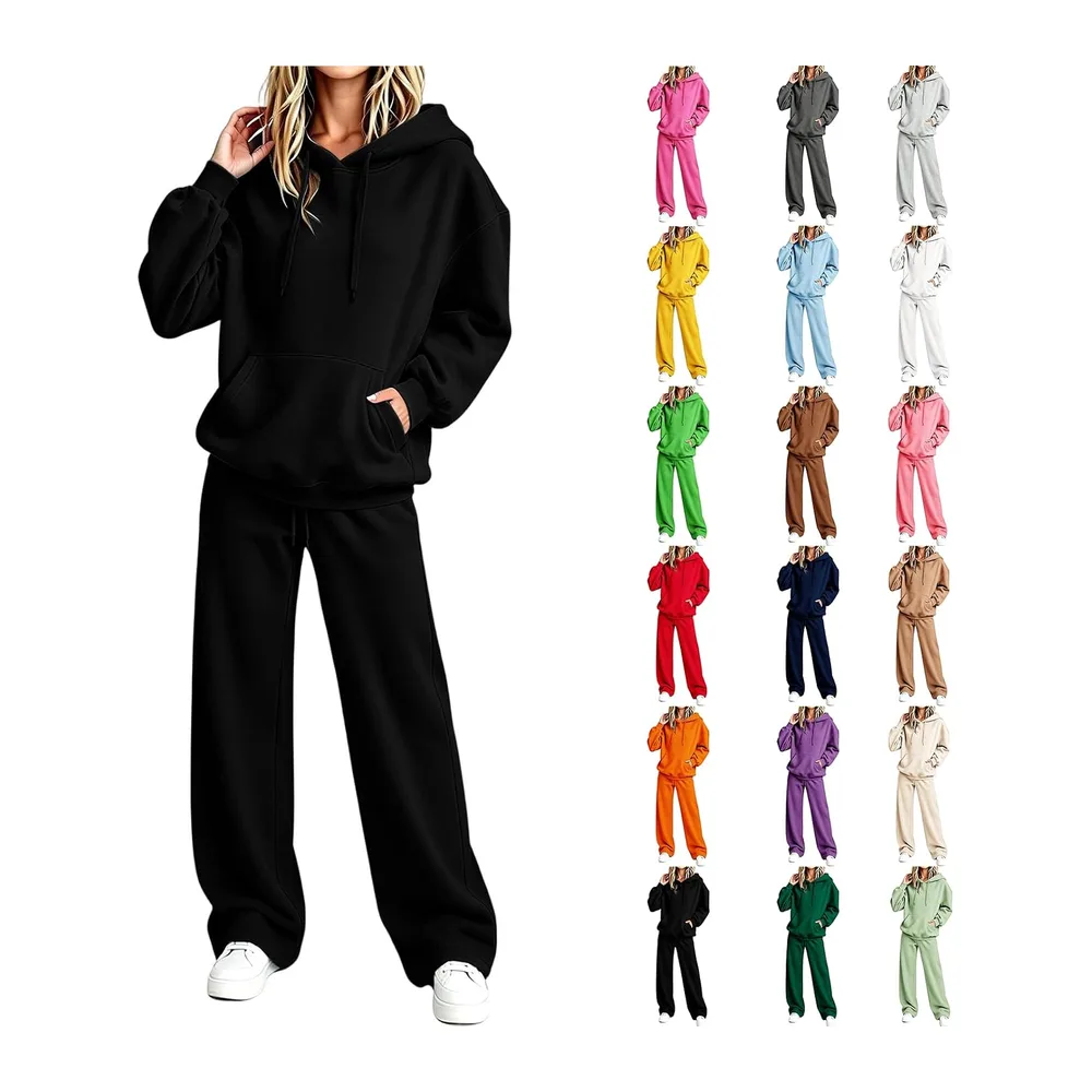 Survetement Ensemble Jogging Sweat Tenues avec Poches — Le Noir