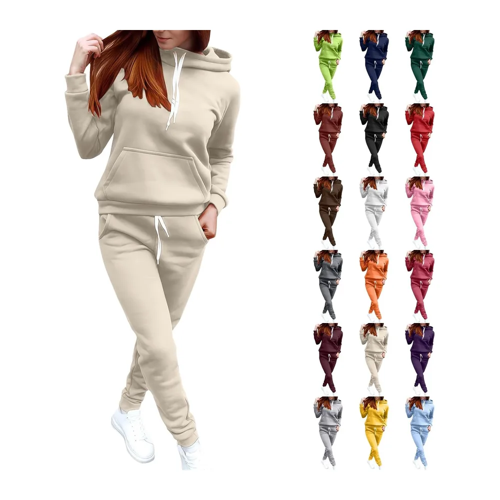Ensemble Jogging Survêtements Couleur Unie avec Poches — Kaki