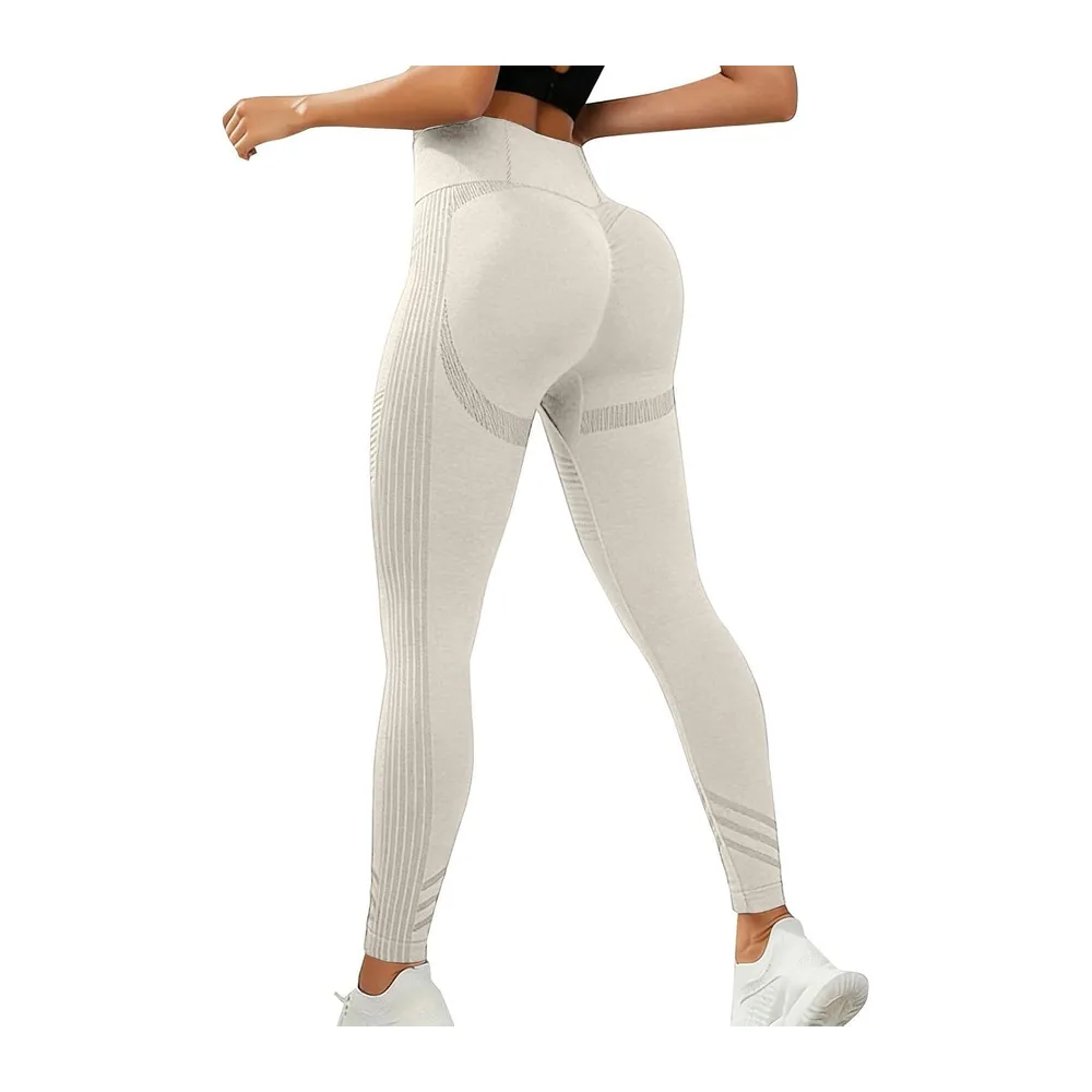 Anti-Cellulite Leggings, Seamless High Waisted Leggings — Beige