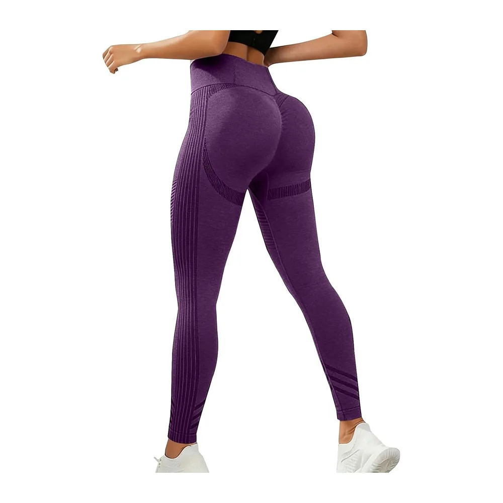 Anti-Cellulite Leggings, Seamless High Waisted Leggings — Violet Foncé