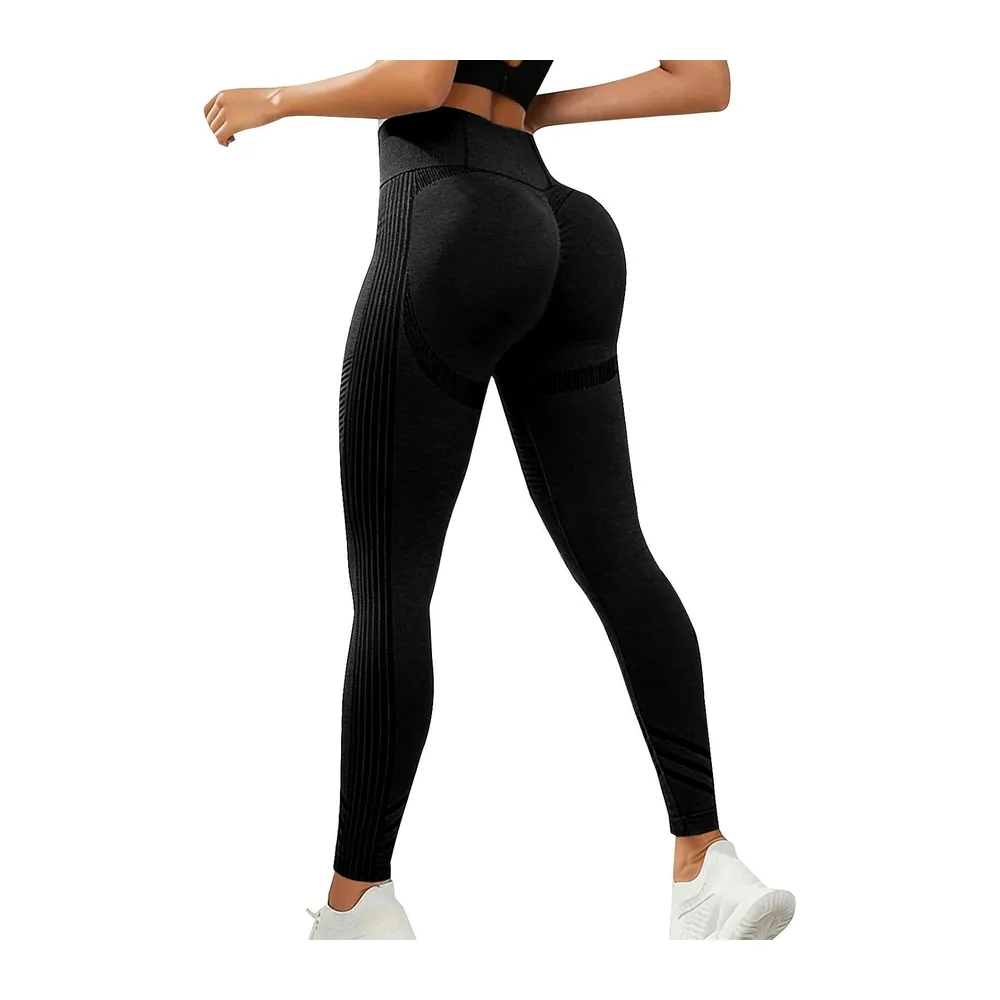 Anti-Cellulite Leggings, Seamless High Waisted Leggings — Noir