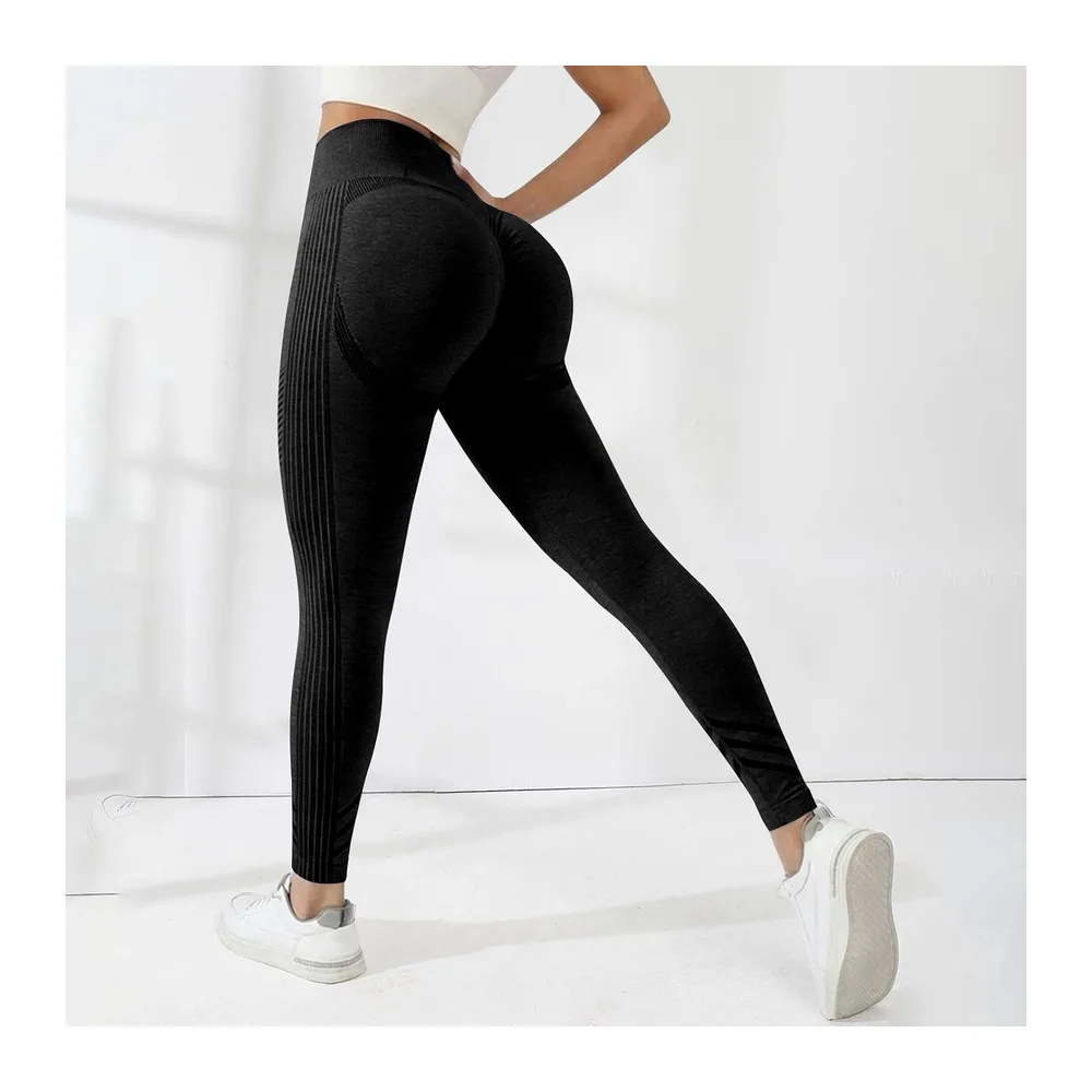 Anti-Cellulite Leggings, Seamless High Waisted Leggings — Noir