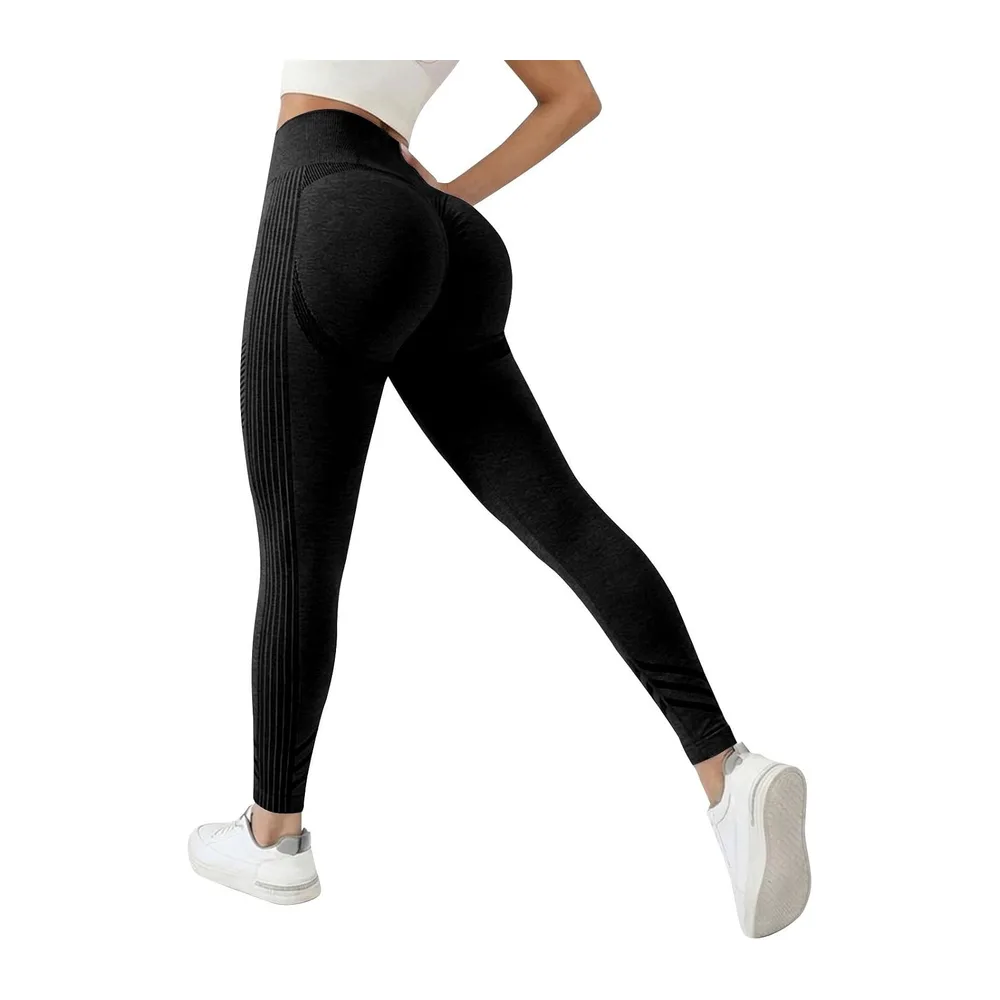 Anti-Cellulite Leggings, Seamless High Waisted Leggings — Noir