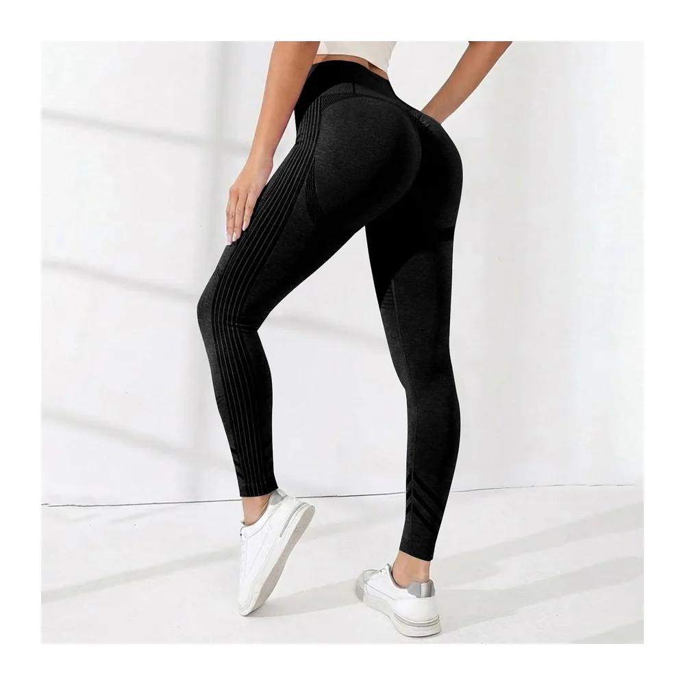 Anti-Cellulite Leggings, Seamless High Waisted Leggings — Noir