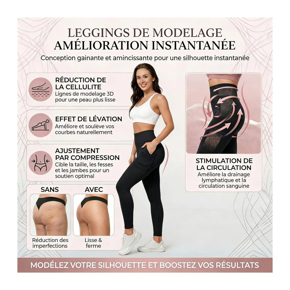 Leggings 3D Compression Slimming High Waist Seamless Sculpting Trousers with — Bleu Foncé